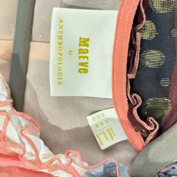 Anthropologie Fantasia Metallic Clip Dot Tank Black Sleeveless Sparkle Top 10 - Picture 7 of 7